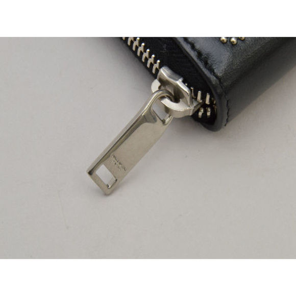 Saint Laurent Round Zipper Long Wallet Heart Studded Black - Picture 5 of 8